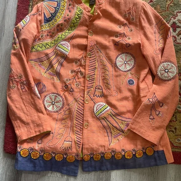 Embroidered Peach Coloured Jacket - Picture 5 of 6